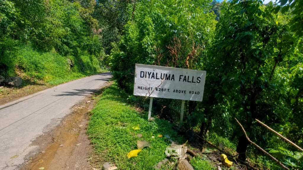 diyaluma falls sign boad