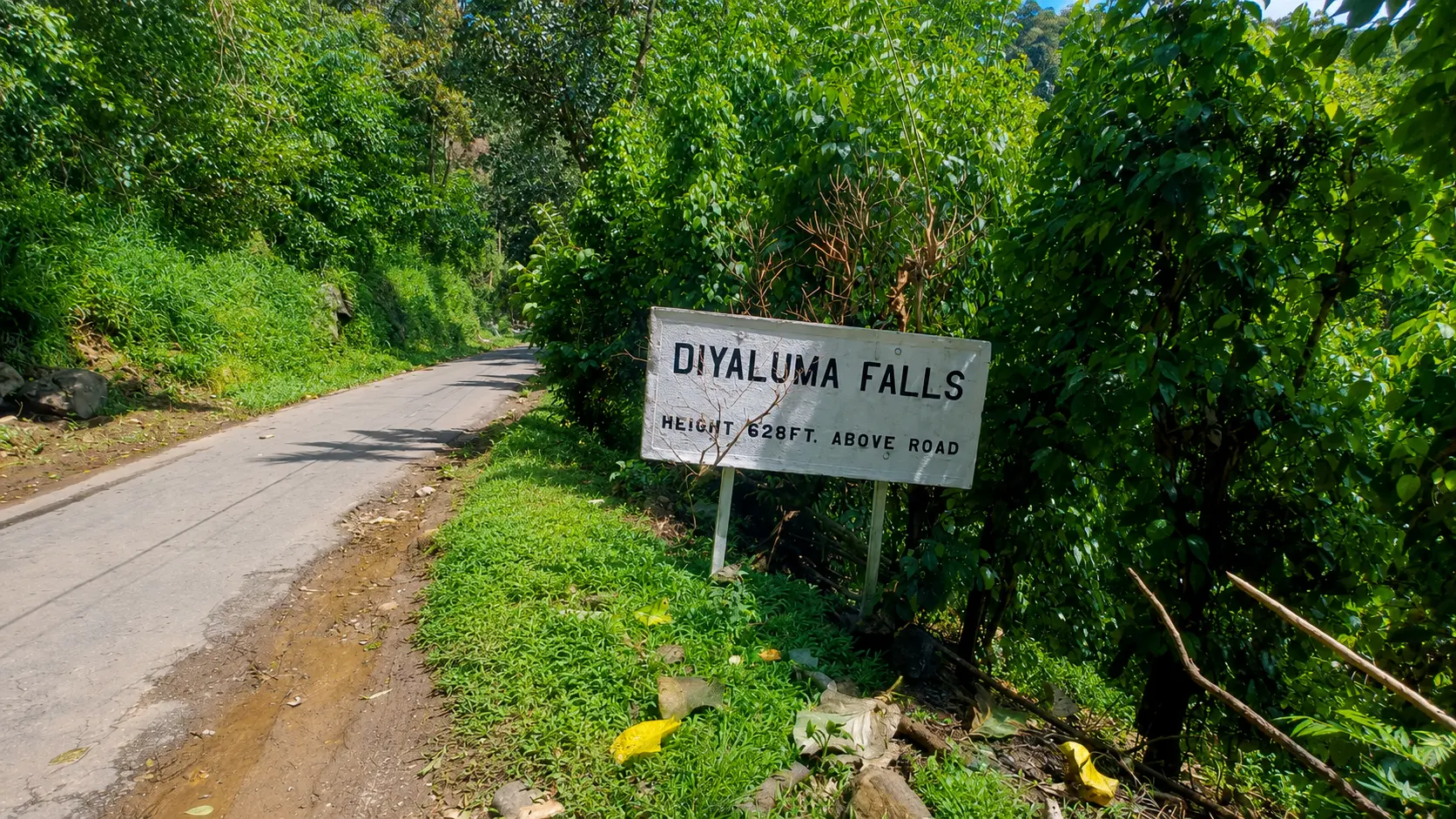 diyaluma falls sign boad